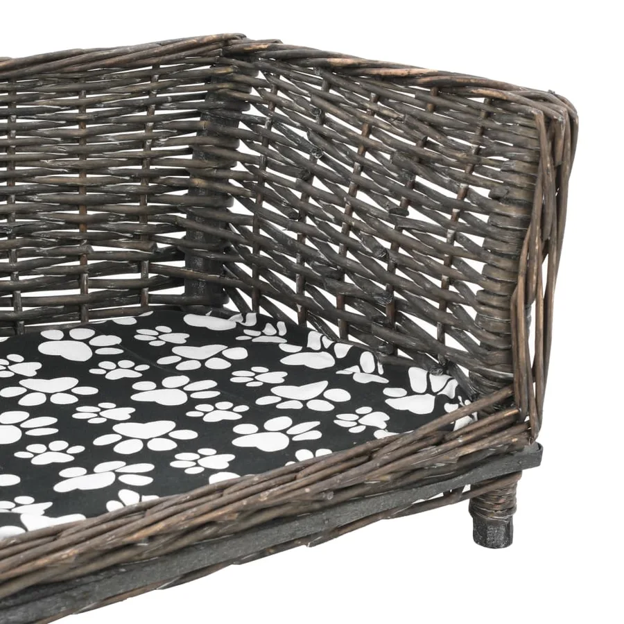 Panier pour chiens avec coussin Gris 50x33x30 cm Saule naturel - 4