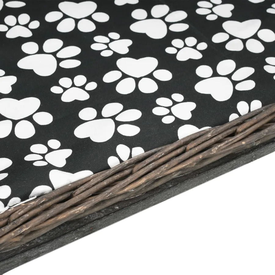Panier pour chiens avec coussin Gris 50x33x30 cm Saule naturel - 5