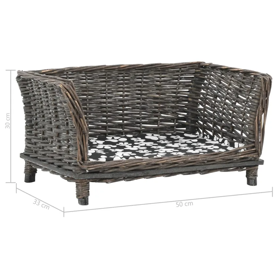 Panier pour chiens avec coussin Gris 50x33x30 cm Saule naturel - 6