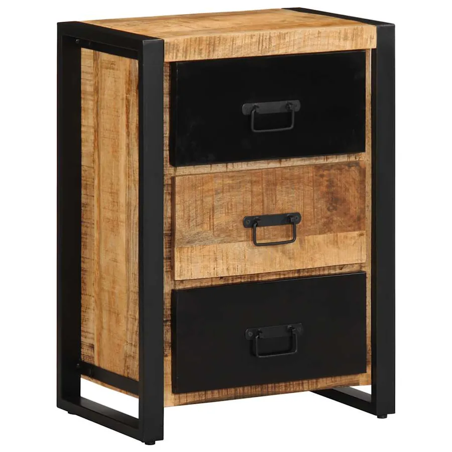 Armoire à tiroir 50x35x70 cm bois de manguier massif brut - 4