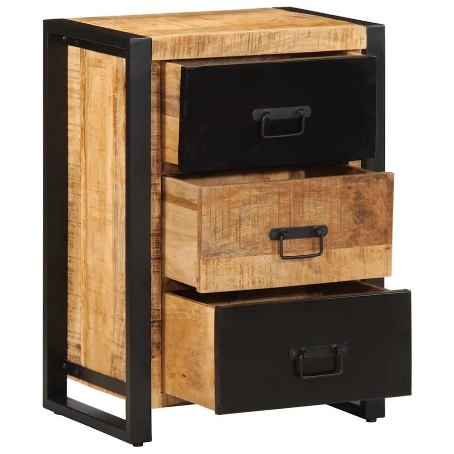 Armoire à tiroir 50x35x70 cm bois de manguier massif brut - 5