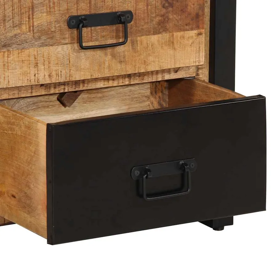 Armoire à tiroir 50x35x70 cm bois de manguier massif brut - 9