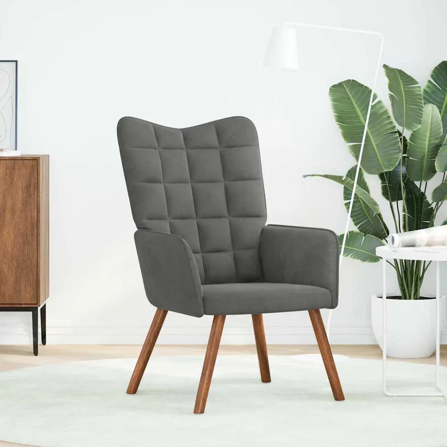 Chaise de relaxation Gris foncé Velours - 2