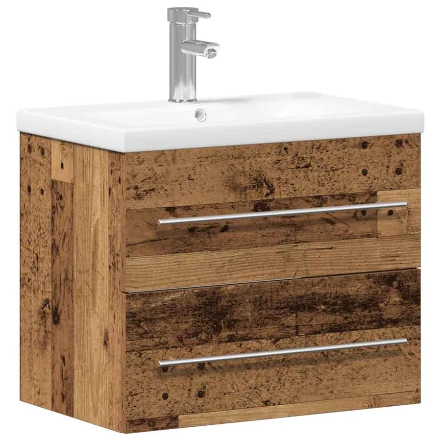 Meuble de Lavabo de Salle de Bain avec tiroir 2 pcs Bois Ancien - 2