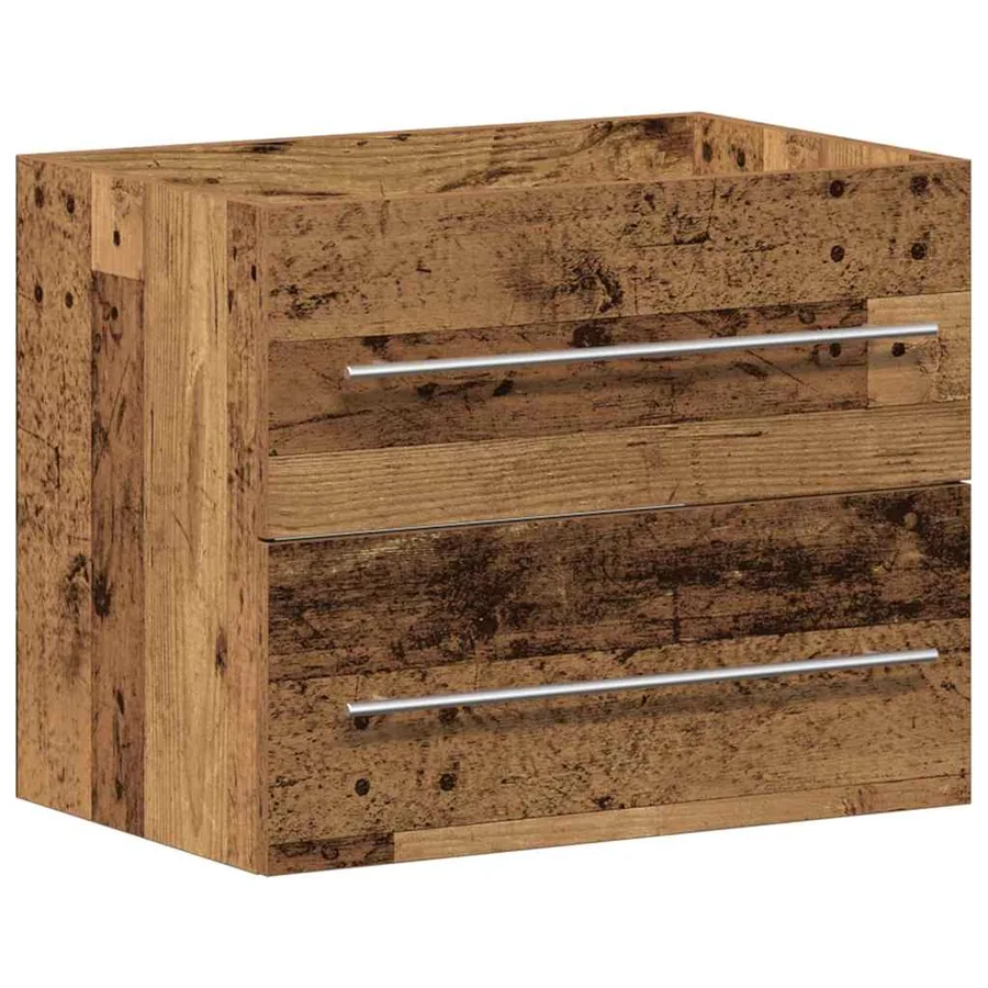Meuble de Lavabo de Salle de Bain avec tiroir 2 pcs Bois Ancien - 5
