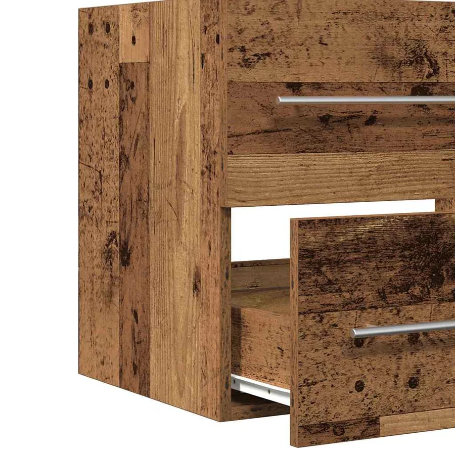 Meuble de Lavabo de Salle de Bain avec tiroir 2 pcs Bois Ancien - 9