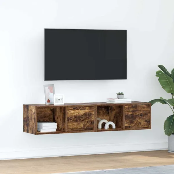 Meubles TV 2 pcs chêne fumé 60x31x25,5 cm bois d'ingénierie
