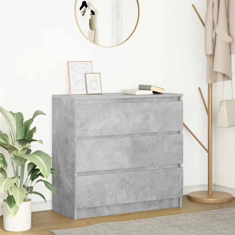 Buffet gris béton 80x35x76 cm bois d'ingénierie