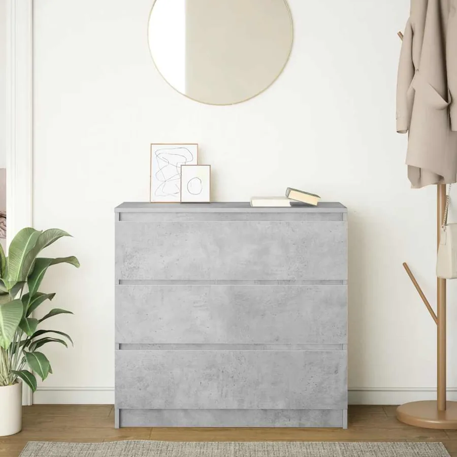 Buffet gris béton 80x35x76 cm bois d'ingénierie - 3