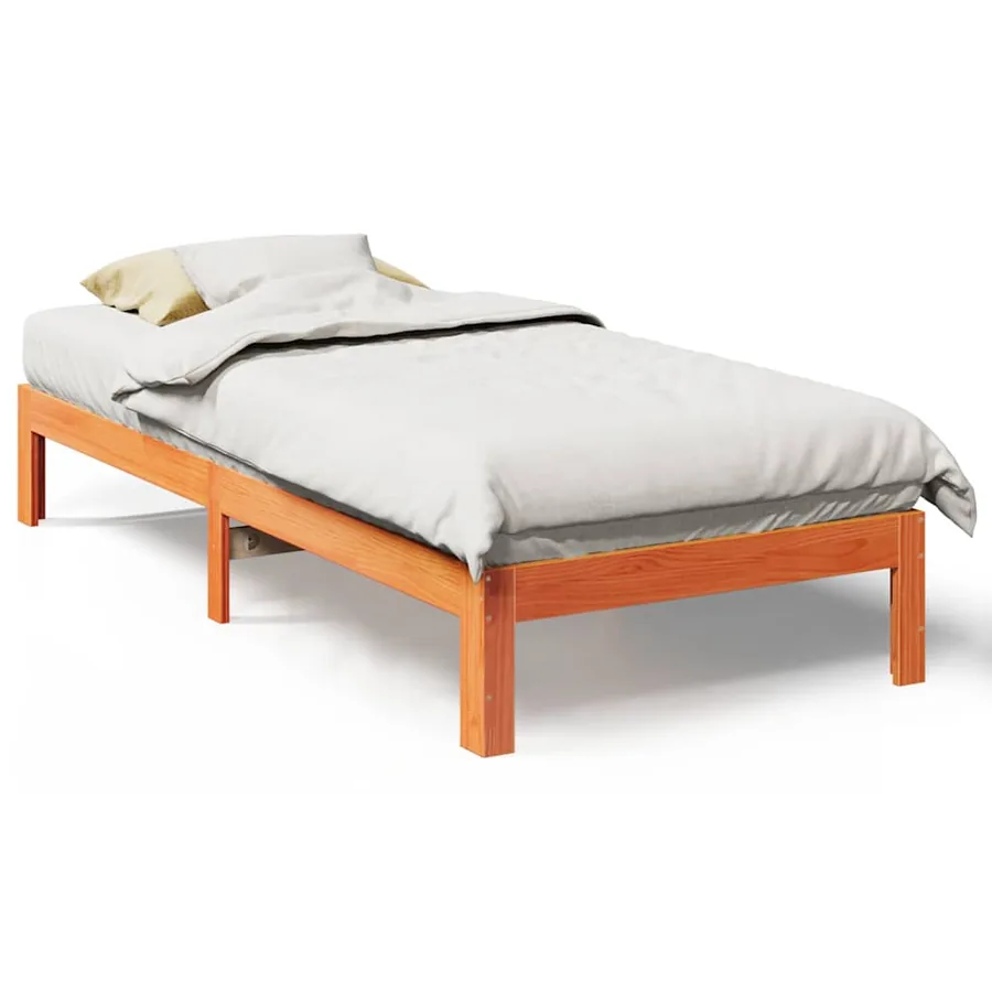 Cadre de lit sans matelas cire marron 90x200 cm bois pin massif - 2