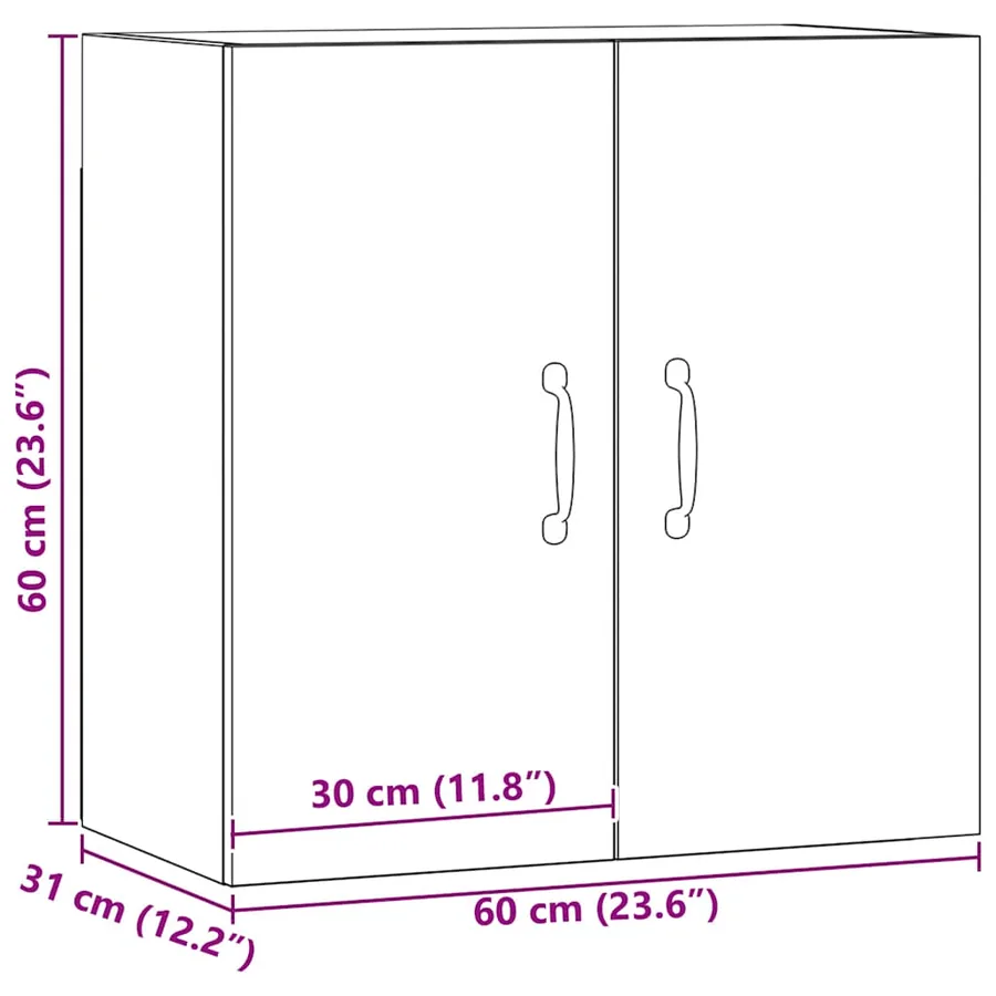 Armoire murale chêne artisanal 60x31x60 cm bois d'ingénierie - 10
