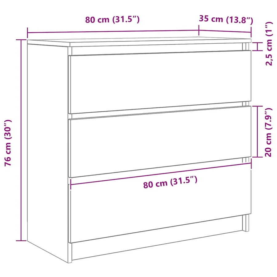 Buffet chêne artisanal 80x35x76 cm bois d'ingénierie - 12