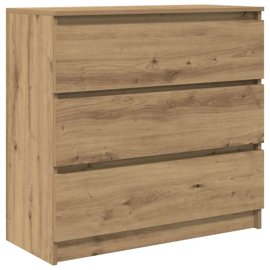 Buffet chêne artisanal 80x35x76 cm bois d'ingénierie - 2
