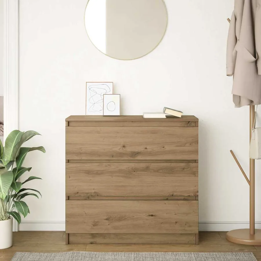 Buffet chêne artisanal 80x35x76 cm bois d'ingénierie - 3