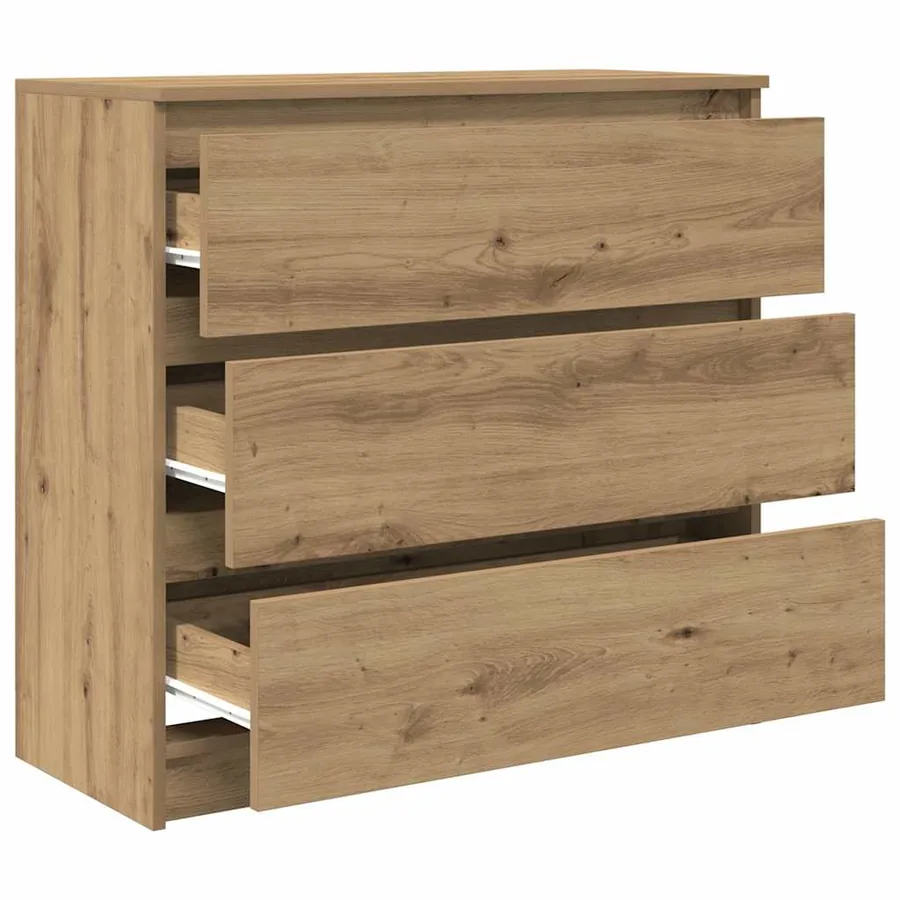 Buffet chêne artisanal 80x35x76 cm bois d'ingénierie - 5