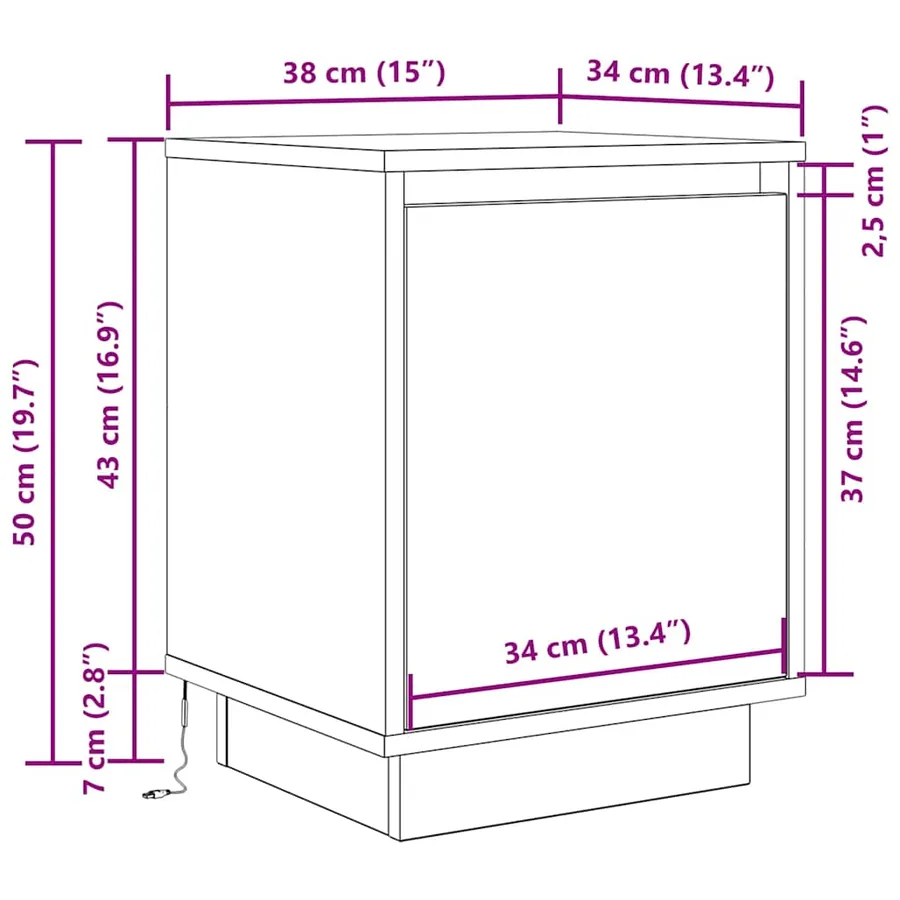 Table de chevet avec lumières LED blanc 38x34x50 cm - 14