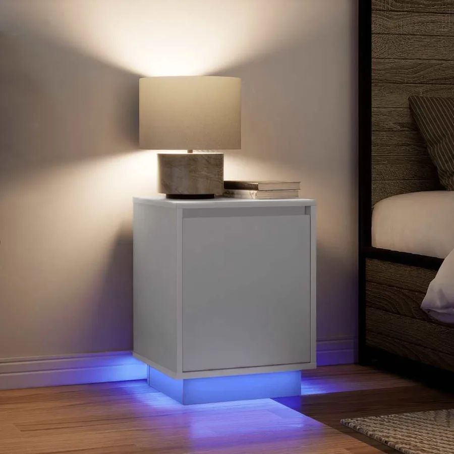 Table de chevet avec lumières LED blanc 38x34x50 cm - 5