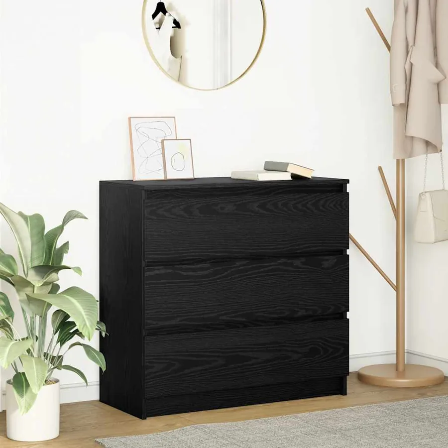 Buffet chêne noir 80x35x76 cm bois d'ingénierie