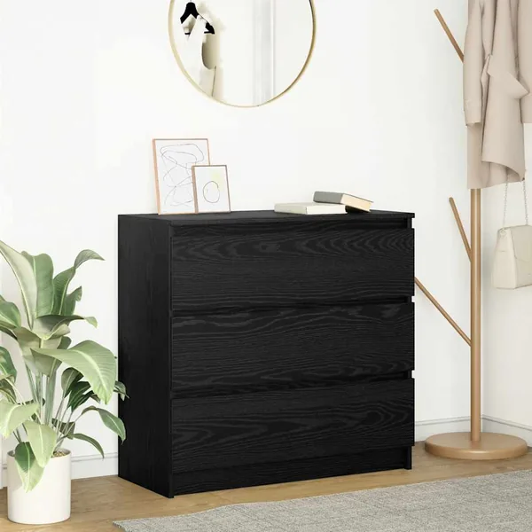 Buffet chêne noir 80x35x76 cm bois d'ingénierie