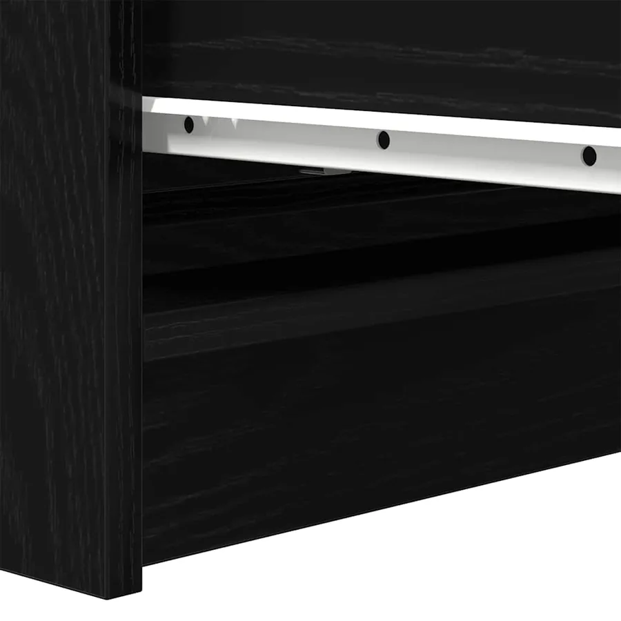 Buffet chêne noir 80x35x76 cm bois d'ingénierie - 10