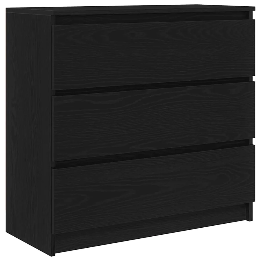 Buffet chêne noir 80x35x76 cm bois d'ingénierie - 2