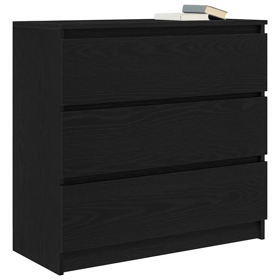 Buffet chêne noir 80x35x76 cm bois d'ingénierie - 4