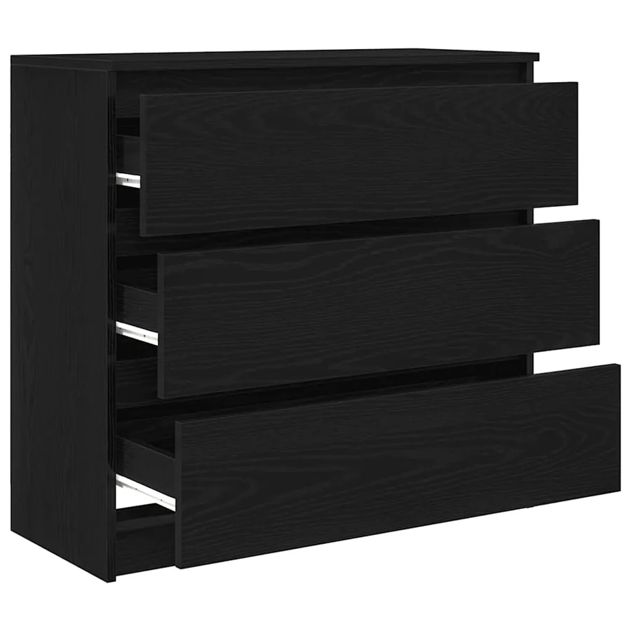 Buffet chêne noir 80x35x76 cm bois d'ingénierie - 5