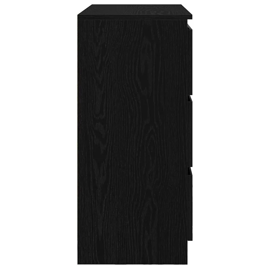 Buffet chêne noir 80x35x76 cm bois d'ingénierie - 7