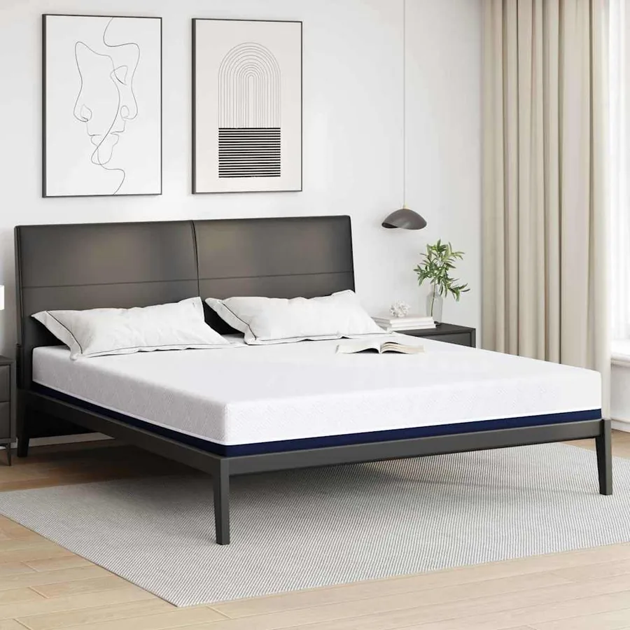 Matelas Blanc et Bleu 200 x 200 cm Tissu jacquard