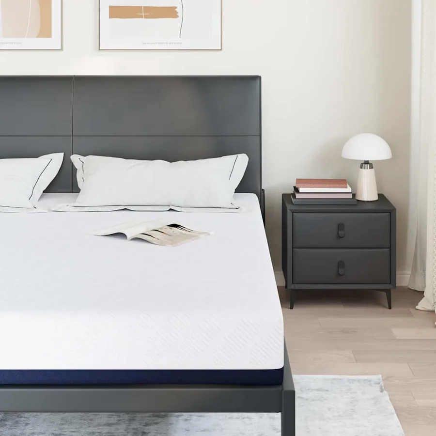 Matelas Blanc et Bleu 200 x 200 cm Tissu jacquard - 3