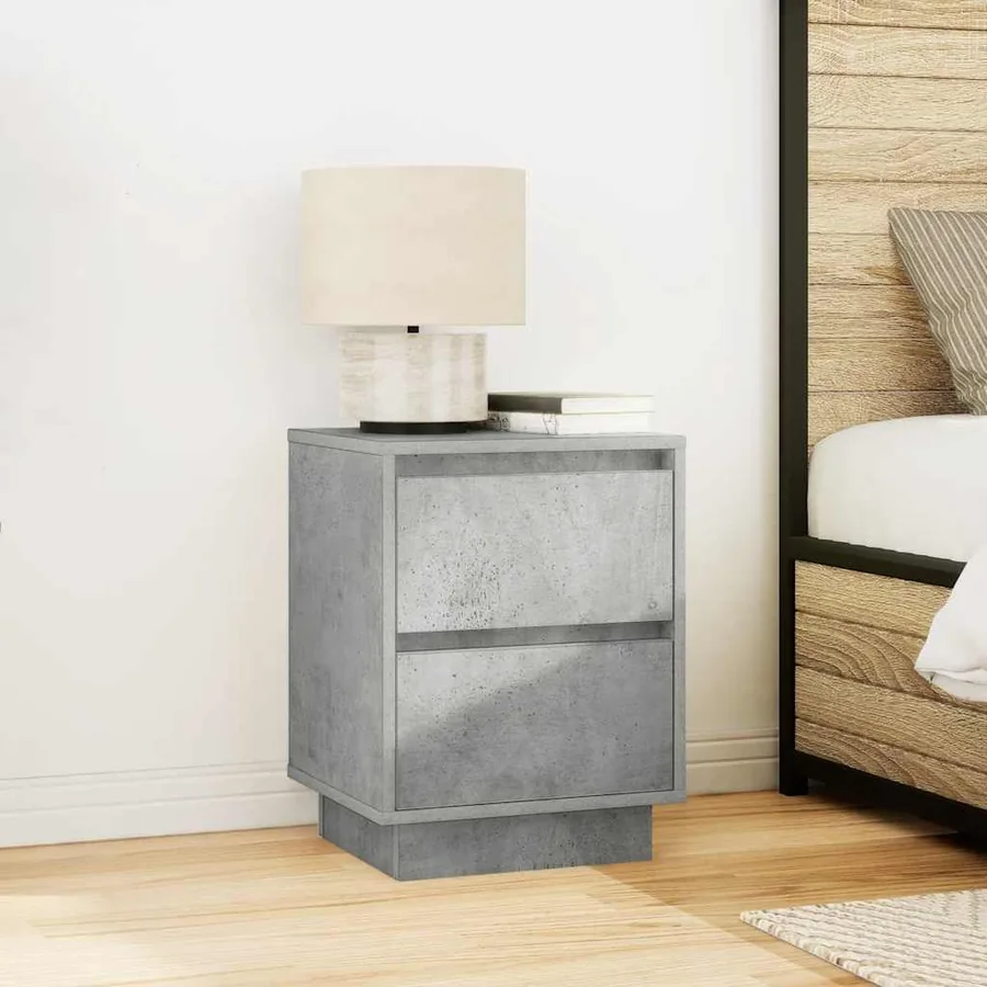 Tables de chevet avec lumières LED 2 pcs gris béton 38x34x50 cm - 4