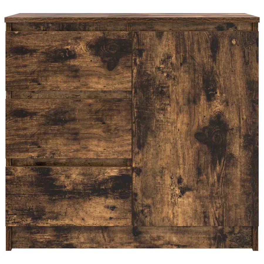 Buffet avec tiroir chêne fumé 71x35x65 cm bois d'ingénierie - 6