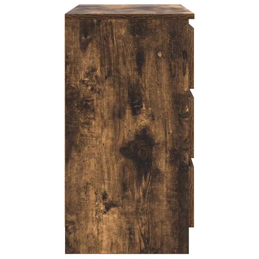 Buffet avec tiroir chêne fumé 71x35x65 cm bois d'ingénierie - 7