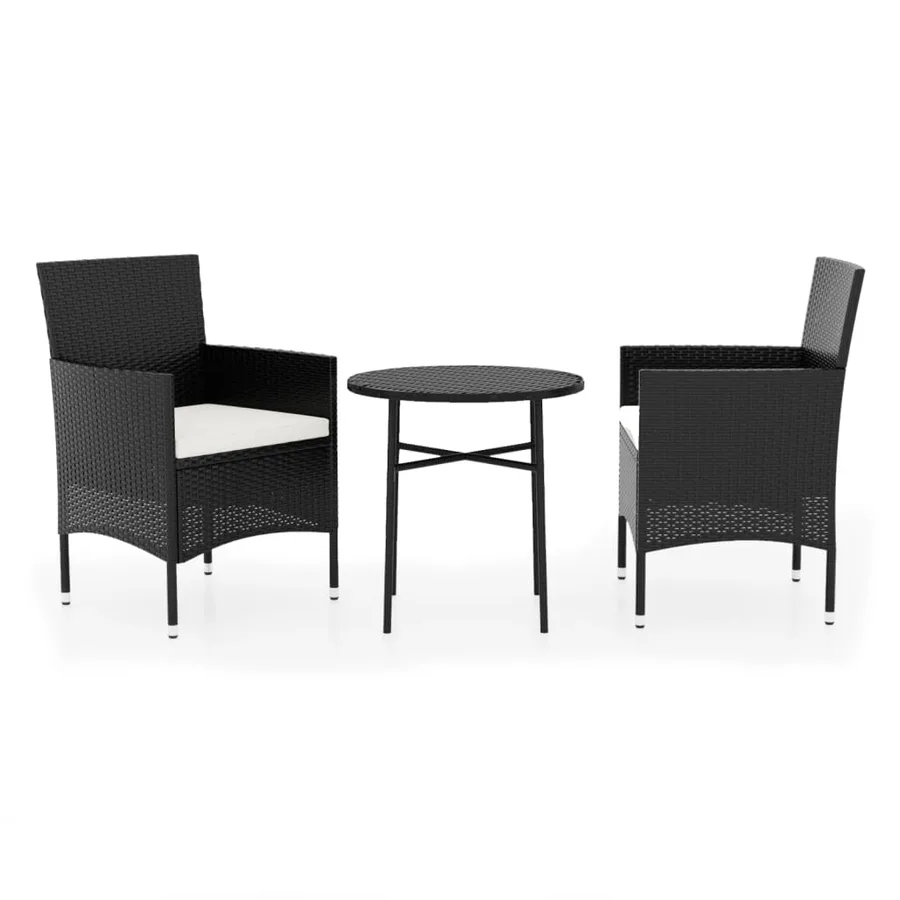 Ensemble à manger de jardin 3 pcs Résine tressée Noir - 2