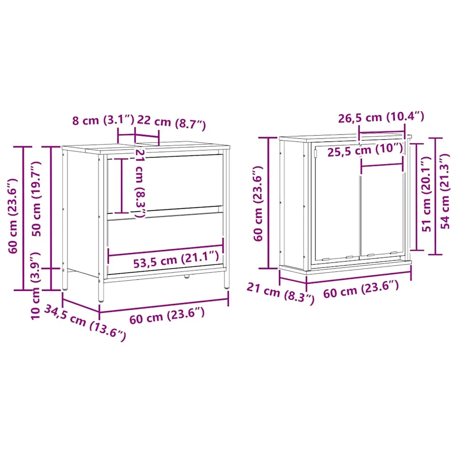 Ensemble de meubles de salle de bain 2 pcs en bois d'ingénierie gris Sonoma - 8