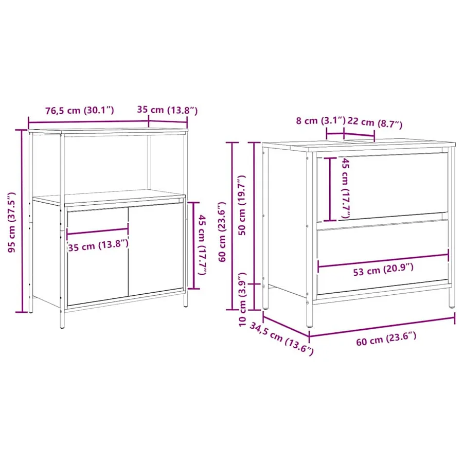 Ensemble de mobilier de salle de bain avec étagère 5 pcs Marron - 16