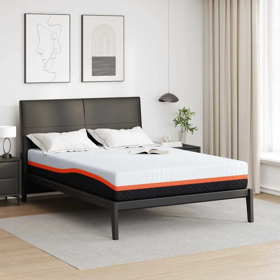 Matelas Blanc et Gris 160 x 200 cm Tissu jacquard