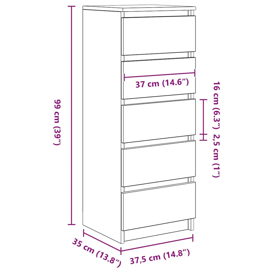 Buffet avec tiroirs blanc 37,5x35x99 cm bois d'ingénierie - 12