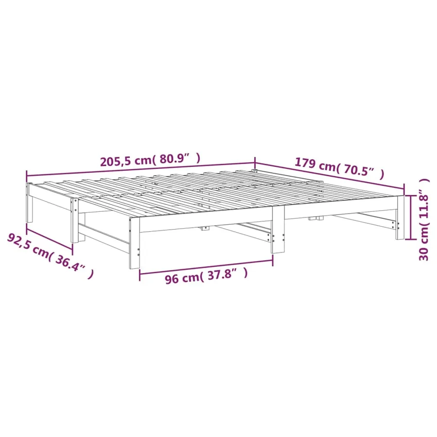 Lit coulissant sans matelas 2x(90x200) cm Bois de pin massif - 12