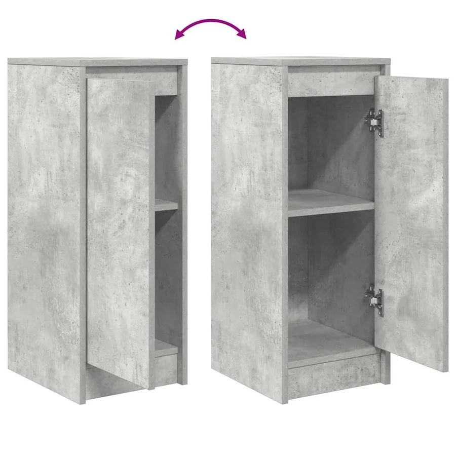 Buffet gris béton 29,5x34x76 cm bois d'ingénierie - 9