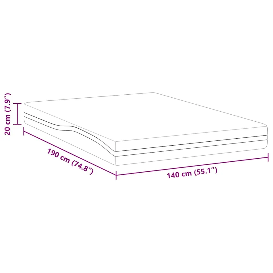 Matelas Blanc et Noir 140 x 190 cm Tissu jacquard - 12