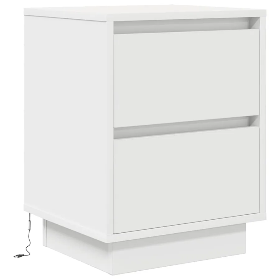 Tables de chevet avec lumières LED 2 pcs blanc 38x34x50 cm - 7