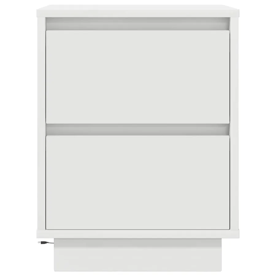 Tables de chevet avec lumières LED 2 pcs blanc 38x34x50 cm - 9