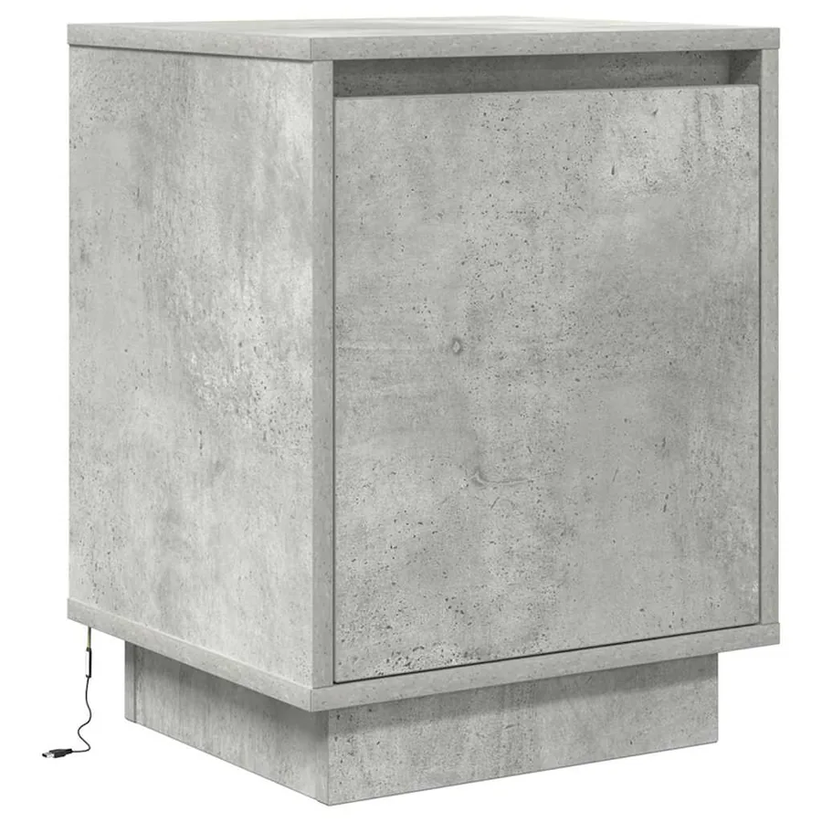 Table de chevet avec lumières LED gris béton 38x34x50 cm - 3