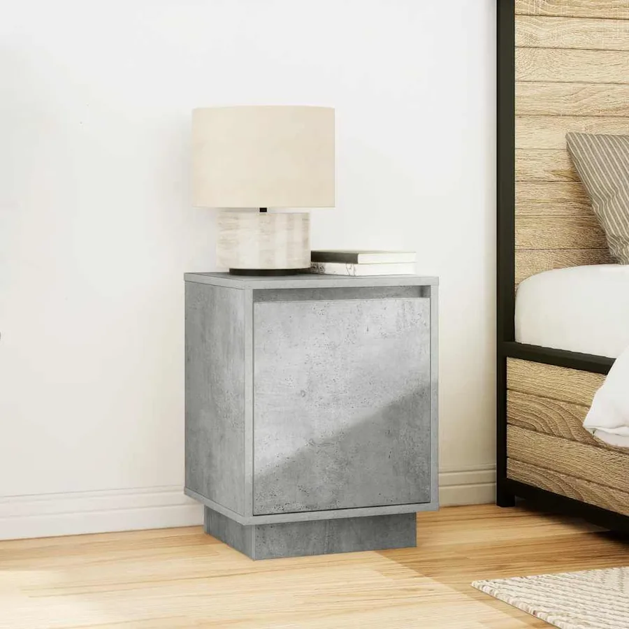 Table de chevet avec lumières LED gris béton 38x34x50 cm - 4