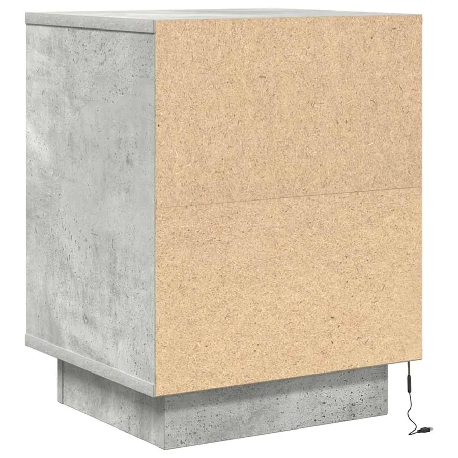 Table de chevet avec lumières LED gris béton 38x34x50 cm - 8