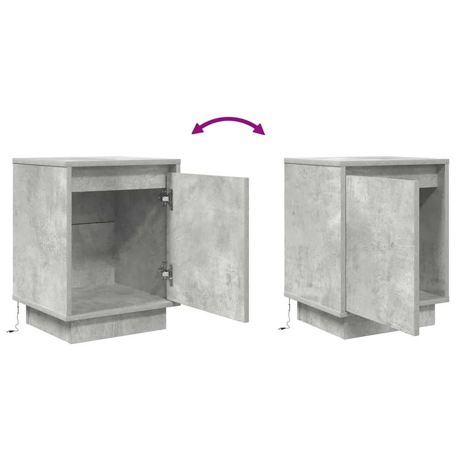 Table de chevet avec lumières LED gris béton 38x34x50 cm - 9
