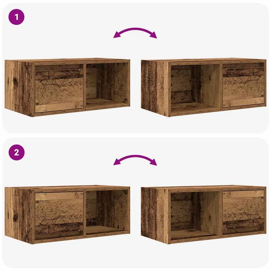Meubles TV 2 pcs vieux bois 60x31x25,5 cm bois d'ingénierie - 10