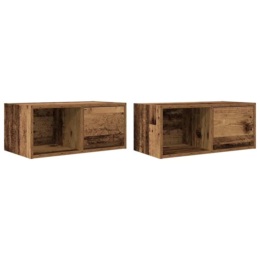 Meubles TV 2 pcs vieux bois 60x31x25,5 cm bois d'ingénierie - 2