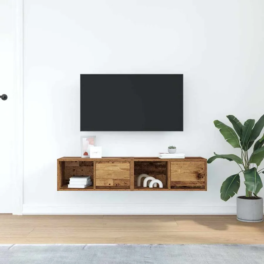 Meubles TV 2 pcs vieux bois 60x31x25,5 cm bois d'ingénierie - 3